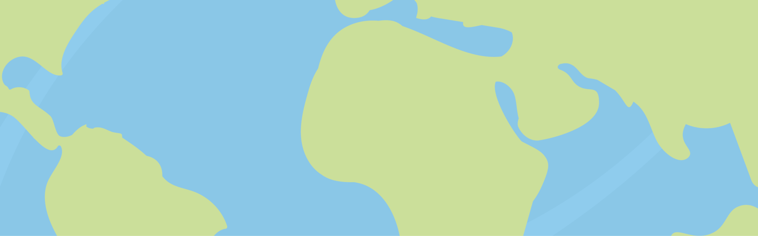 Green and blue world map banner with a globe icon.